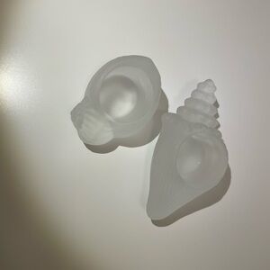 Frosted Glass Shell Candle Holders